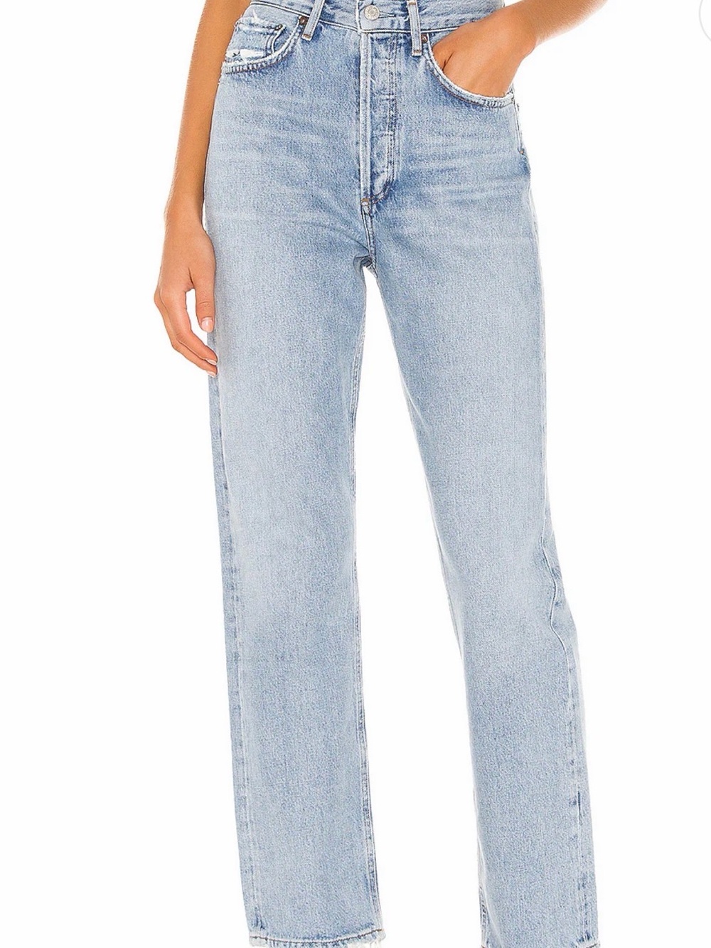 Agolde Light Wash High-Rise Straight Leg Jeans